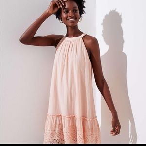 Nwt! Loft eyelet halter swing dress in light peach